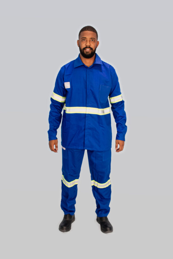 CONJUNTO RETARDANTE A CHAMAS NR10 AZUL/CINZA/LARANJA