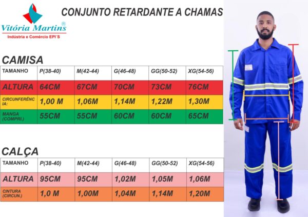 CONJUNTO RETARDANTE A CHAMAS NR10 AZUL/CINZA/LARANJA - Imagem 7